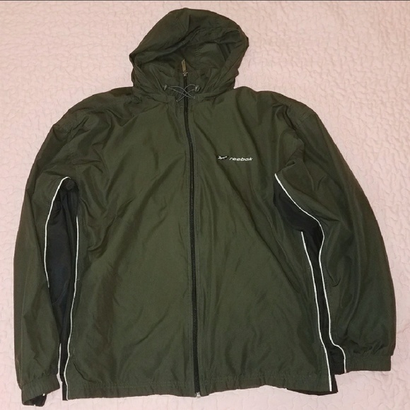 Reebok Windbreaker Mens LG Hooded Green - Picture 8 of 8